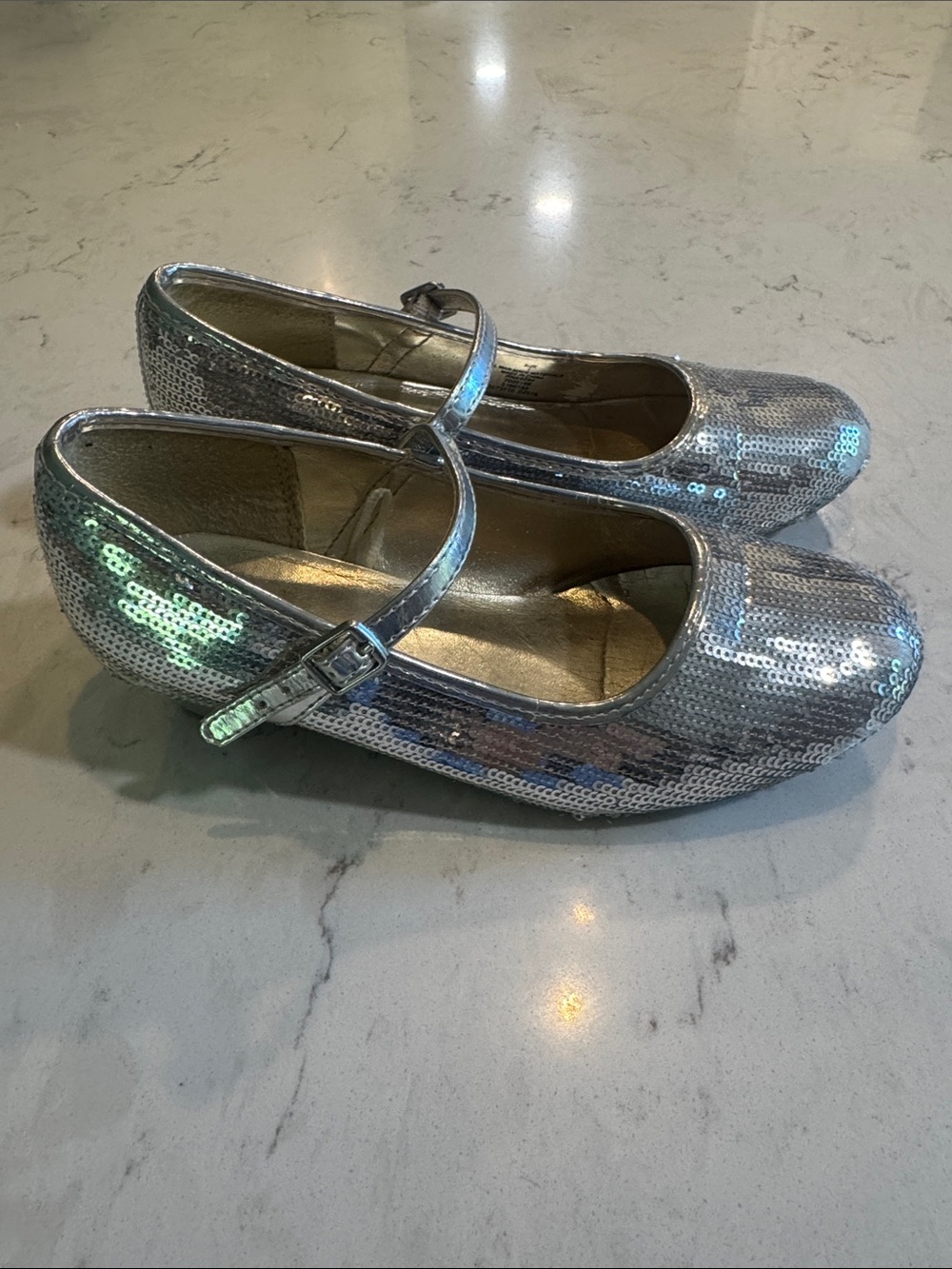 The Children's Place Silver Sequin Mary Jane Flats